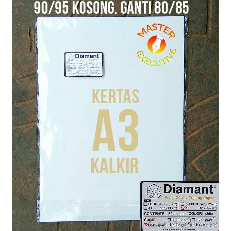 

NEW Diamant Kertas Kalkir A3 / Prima Quality Tracing Paper 90/95 gr/m2