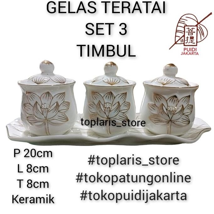 

Ready Gelas Sembahyang Teratai Set 3 Tutup New