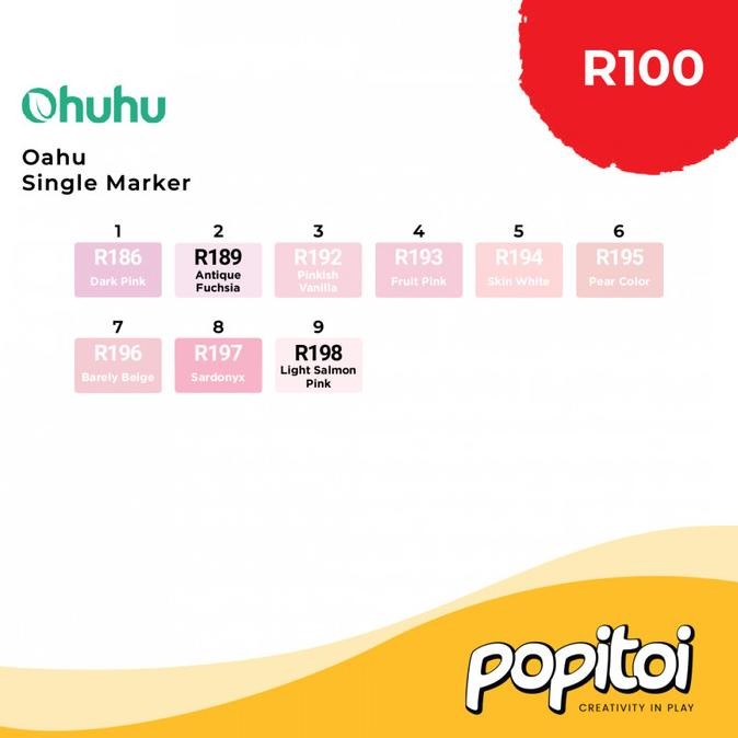 

Sale Ohuhu Single Oahu (Fine & Chisel) - Red Series | 322 Colors Refill Marker Satuan