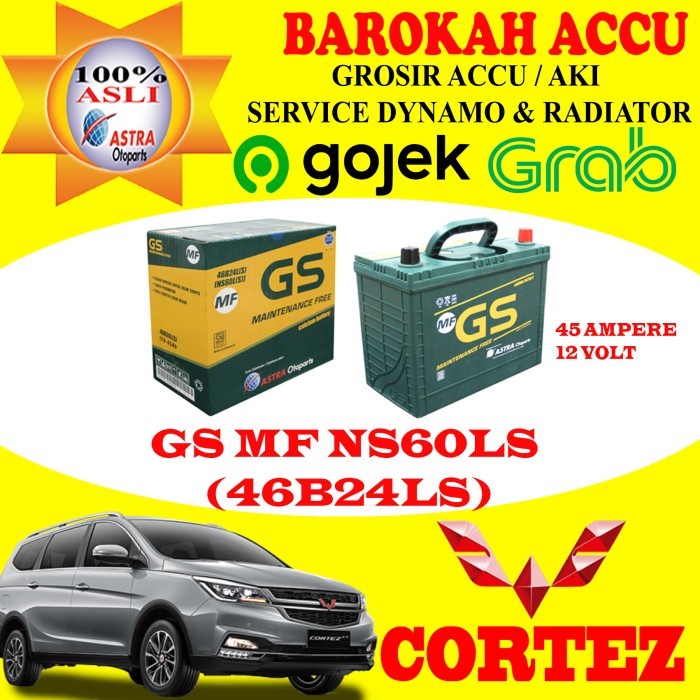 Aki Mobil Wuling Cortez Gs Mf Ns60Ls / 46B24Ls , 45 Ah