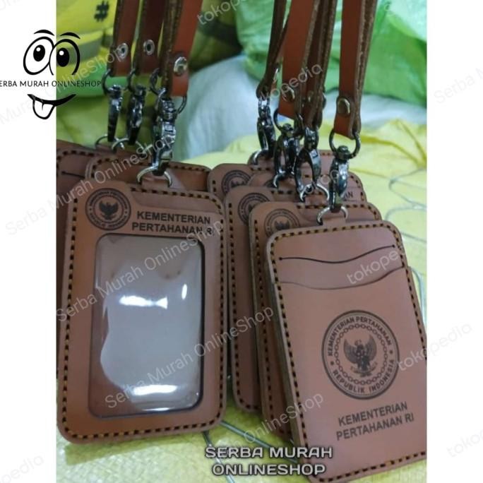 

TERMURAH - Holder ID Card Tali Lanyard Name Tag Kulit Asli Logo Kemenhan