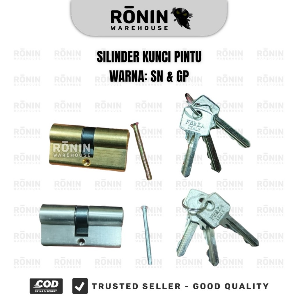 FERZA Silinder Kunci Kuningan 60mm SN GP Pintu Key Cylinder