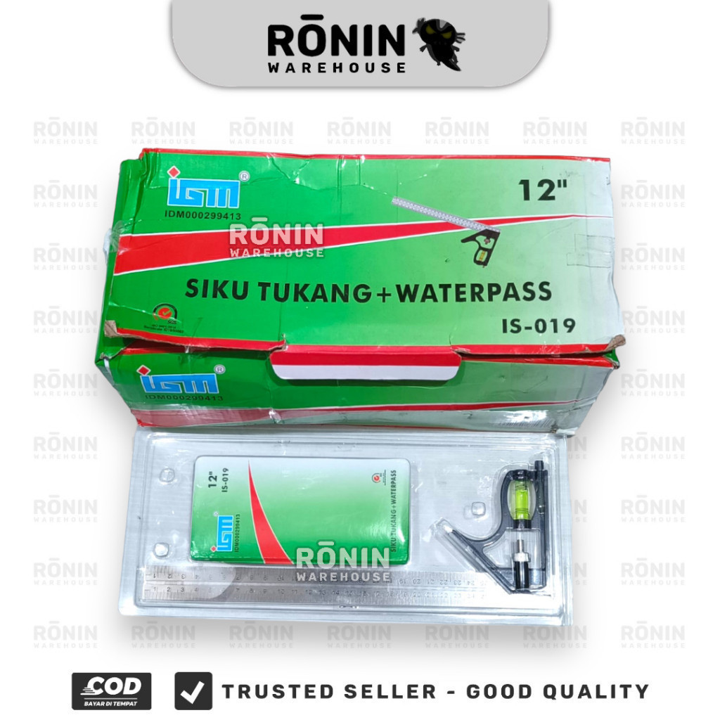 

IGM Siku Tukang + Waterpass Penggaris L Combination Try Square 12 inch