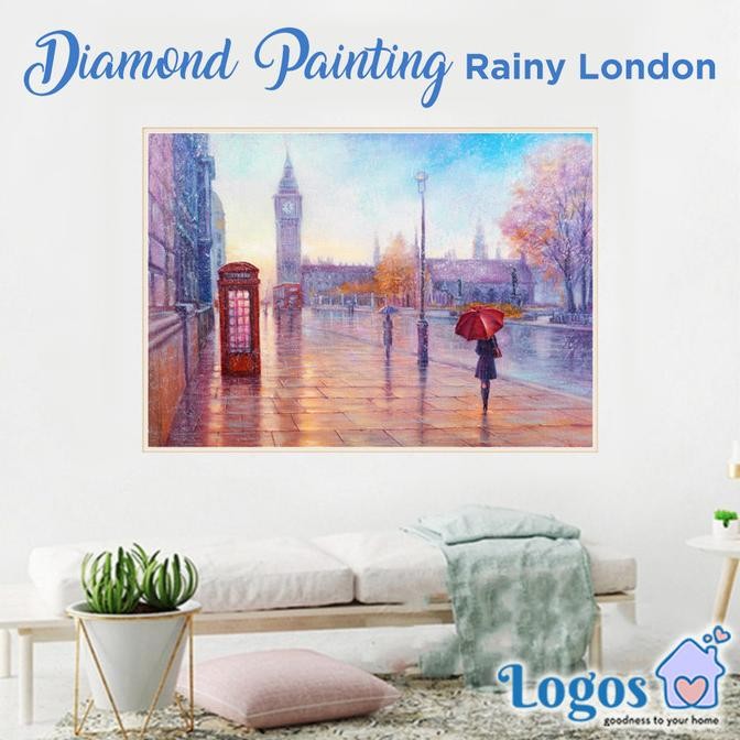 

Terbaru 5D Diamond Painting Rainy London BigBen Full Drill Art Lukisan Kristal