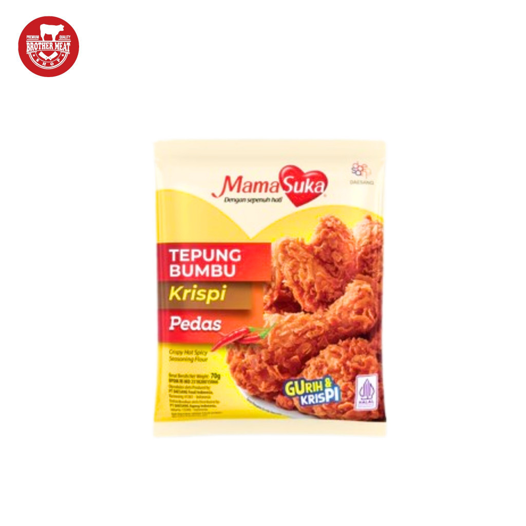 

MamaSuka Tepung Bumbu Ayam Goreng Krispi Pedas 70gr, Brothermeatshop