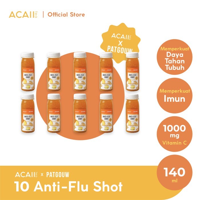 

Ready Stock Acaii Tea X Patgouw Anti-Flu Shot With Vitamin C Pack Of 10 (10X125Ml)