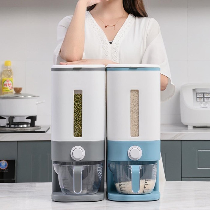 DISPENSER TEMPAT SIMPAN BERAS OTOMATIS 12L 12 LITER 12KG RICE BOX - PINK