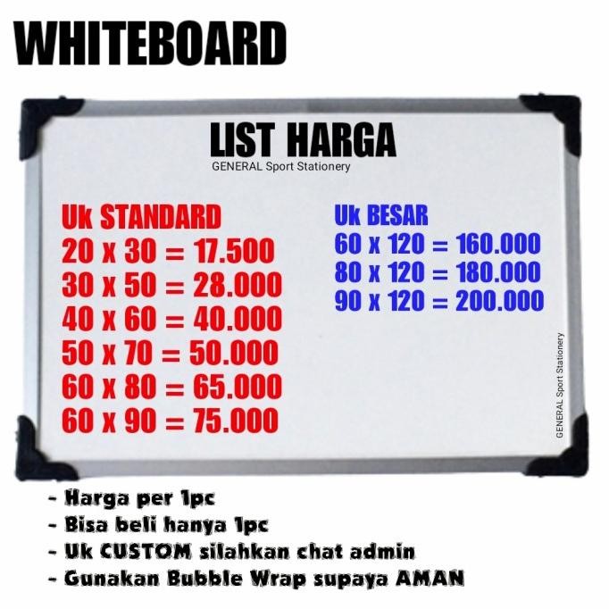 

BEBAS ONGKIR - Whiteboard 80x120 (TEBAL 12mm)