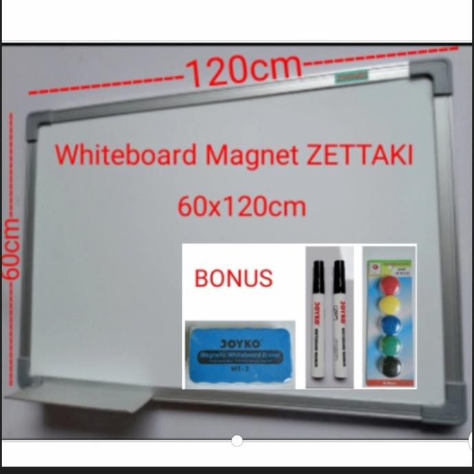 

TERLARIS - Papan tulis magnet whiteboard gantung single face ZETTAKI 60x120cm
