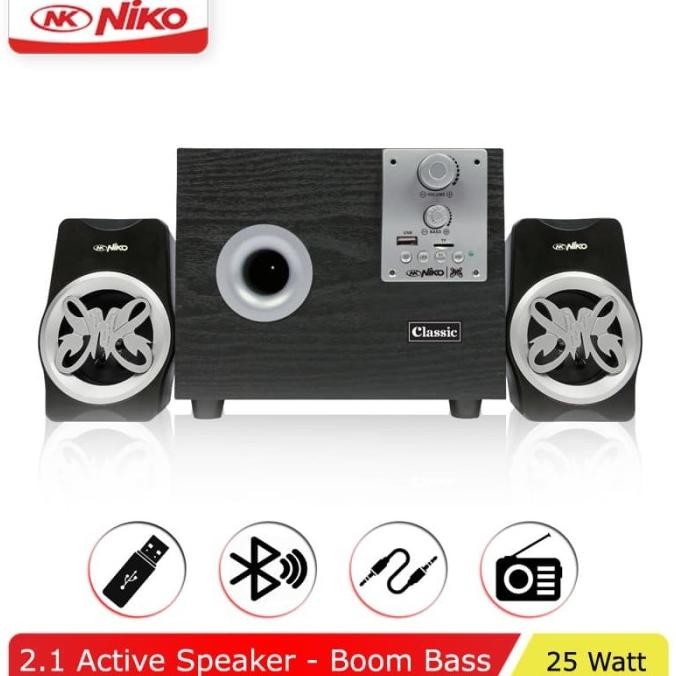 Niko Classic Speaker Bluetooth Aktif 2.1 Powerful Bass 25 Watt