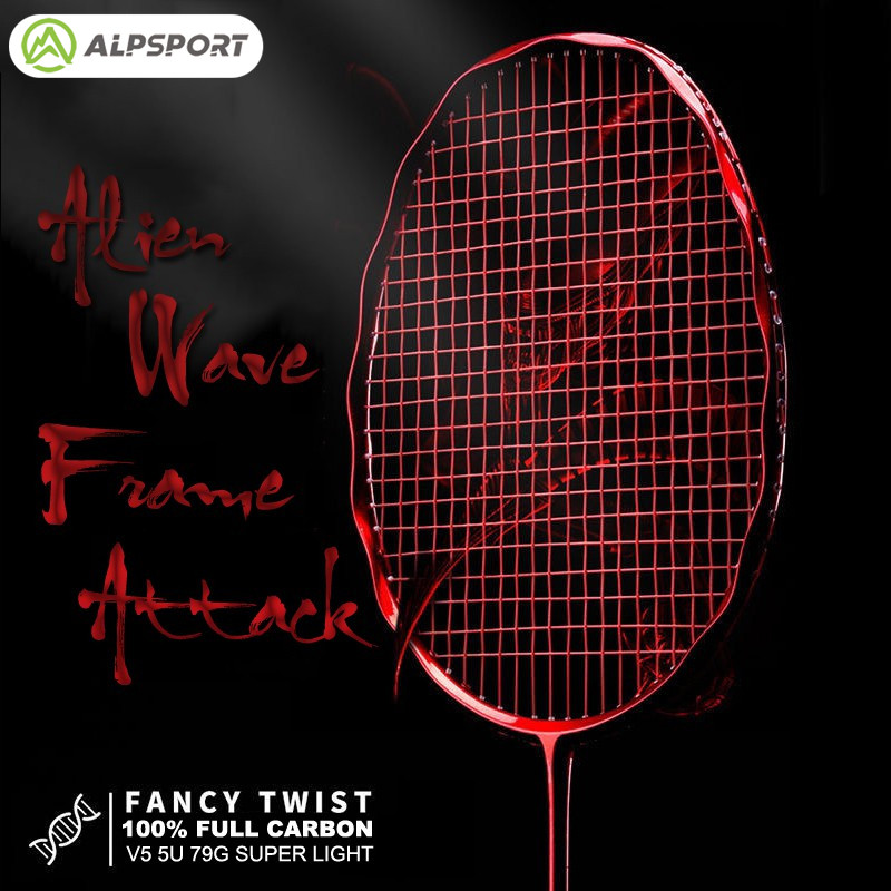 ALP V5 Pro 5U 75g MXH Teknologi Bantalan Gelombang Raket Bulu Tangkis Ofensif Raket Angin Istirahat 