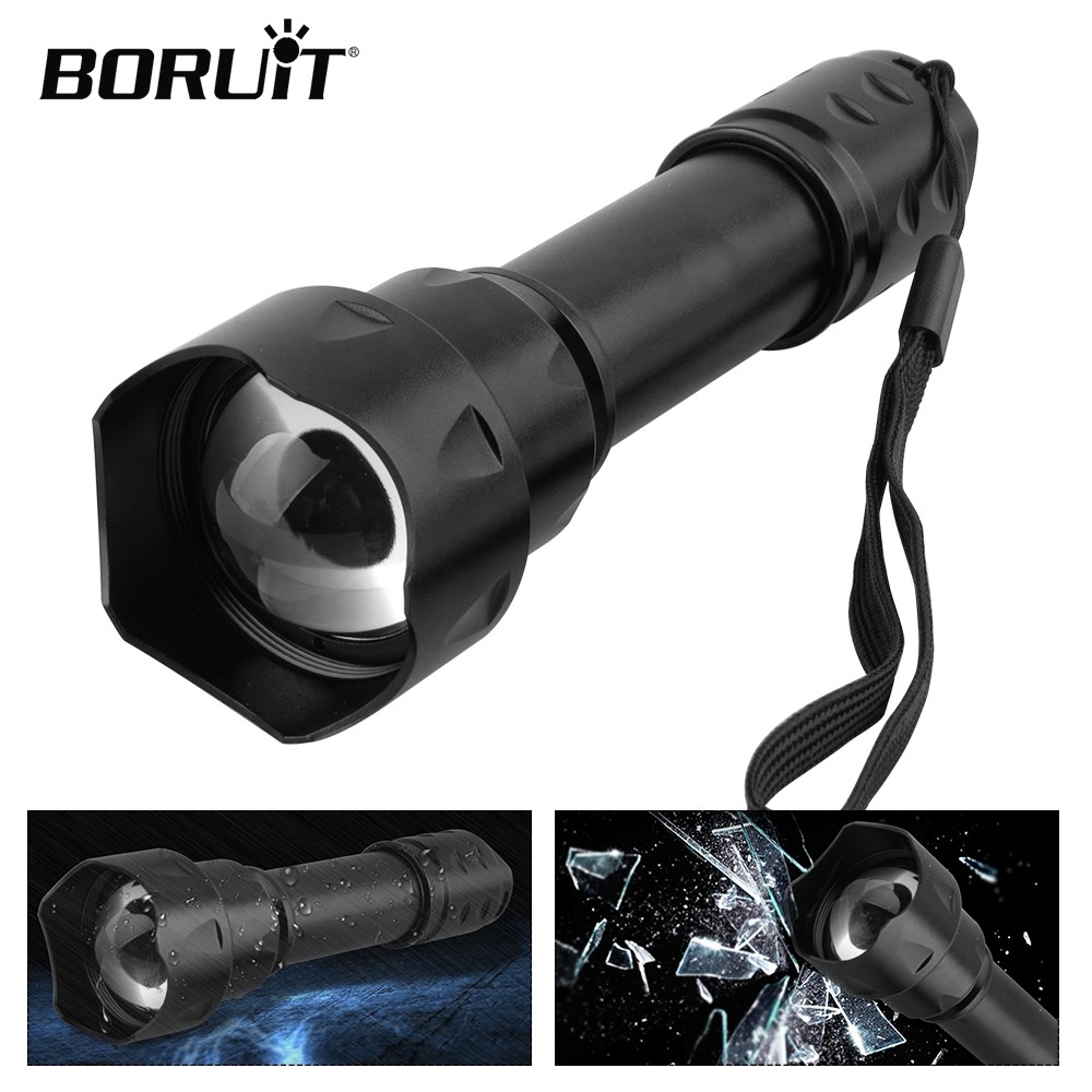 BORUiT T20 Senter Taktis LED Penglihatan Malam IR 850nm Inframerah Zoom IPX6 Senter Tahan Air Menggu