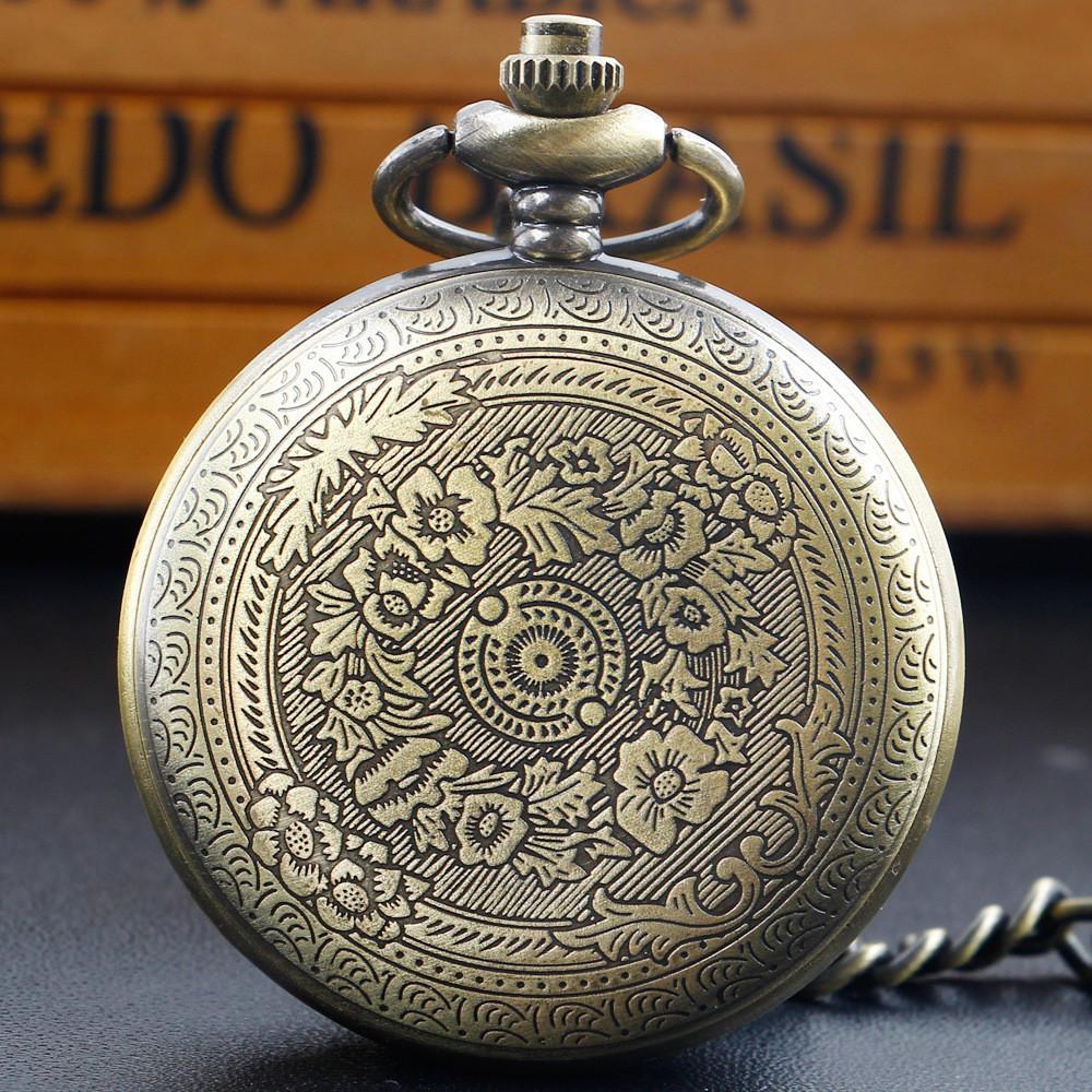 Jam Tangan Saku Aloi Flip Jam Quartz Rantai Antik