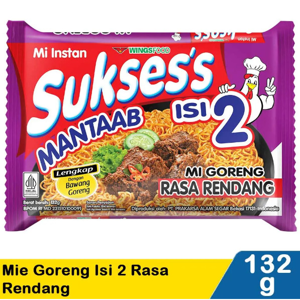 

Mie Sukses Isi 2 Rasa Rendang Original Asli