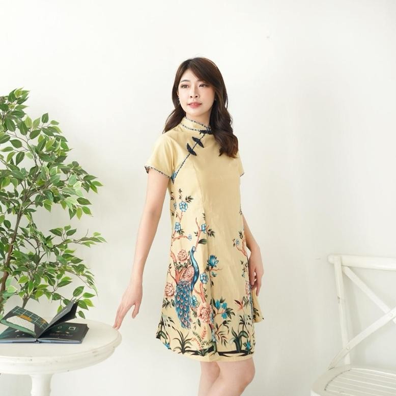 HJK dress batik cheongsam qb128 yellow