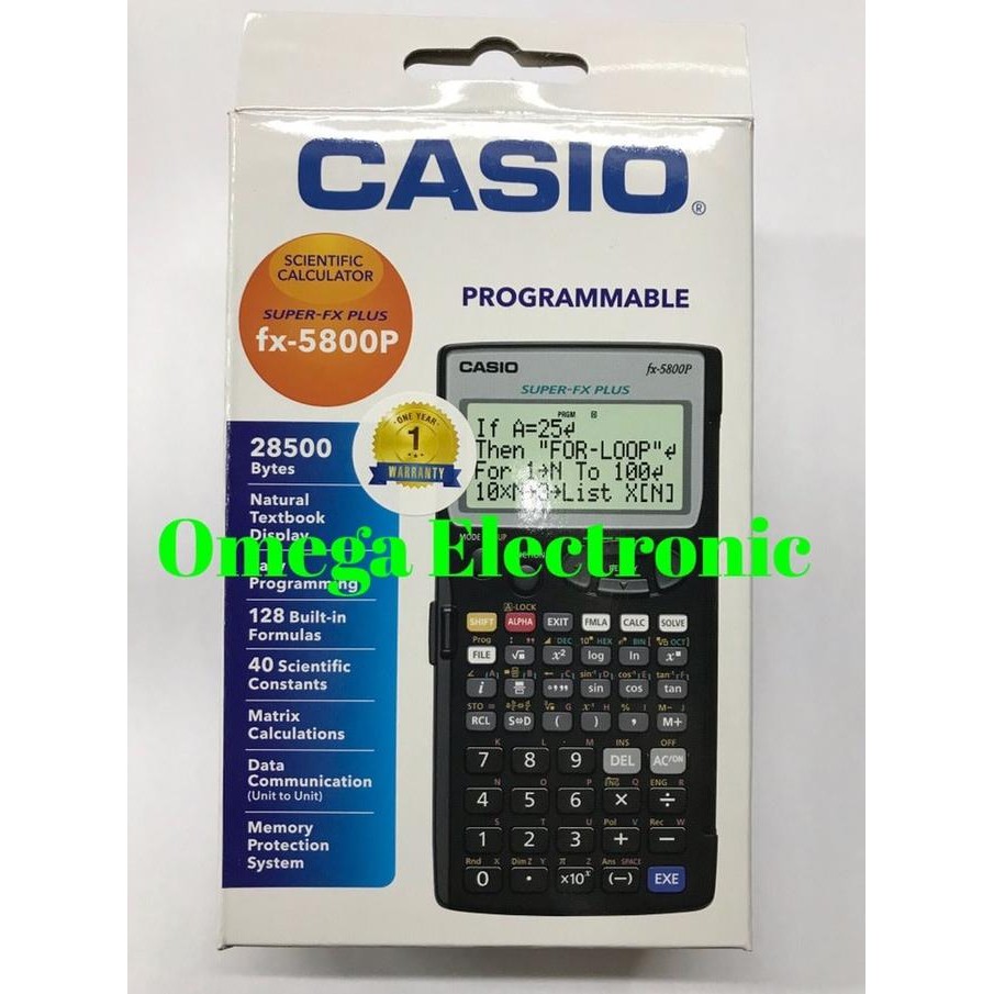 

Casio Calculator FX-5800P Programmable Scientific Kalkulator Ilmiah