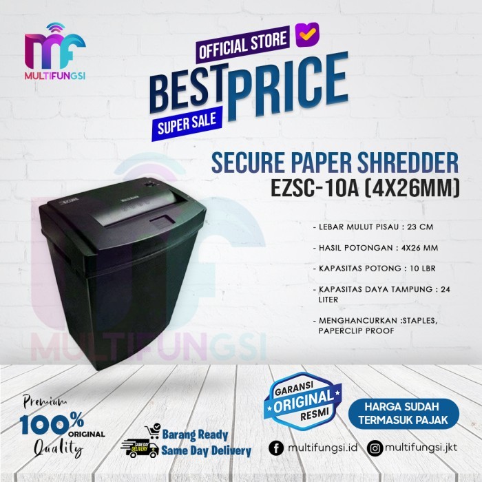 EKSLUSIF Secure EZSC-10A Paper Shredder / Mesin Penghancur Kertas EZSC10A
