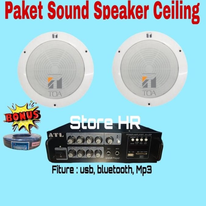paket speaker ceiling toa zs 646r ampli ka288 USB bluetooth ( 2 unit )