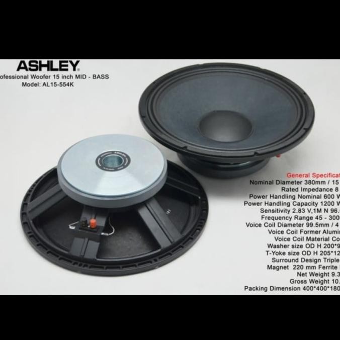 SPEAKER WOOFER ASHLEY AL15-554K ( 15 INCH SPULL ) ORIGINAL