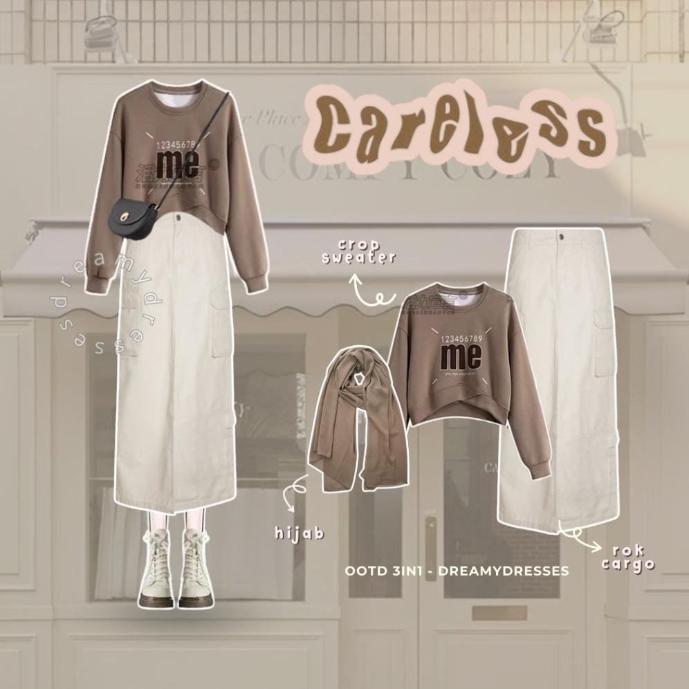 dim 3in1 set 169 - outfit remaja kekinian oneset wanita kekinian outfit set korean style one set kor