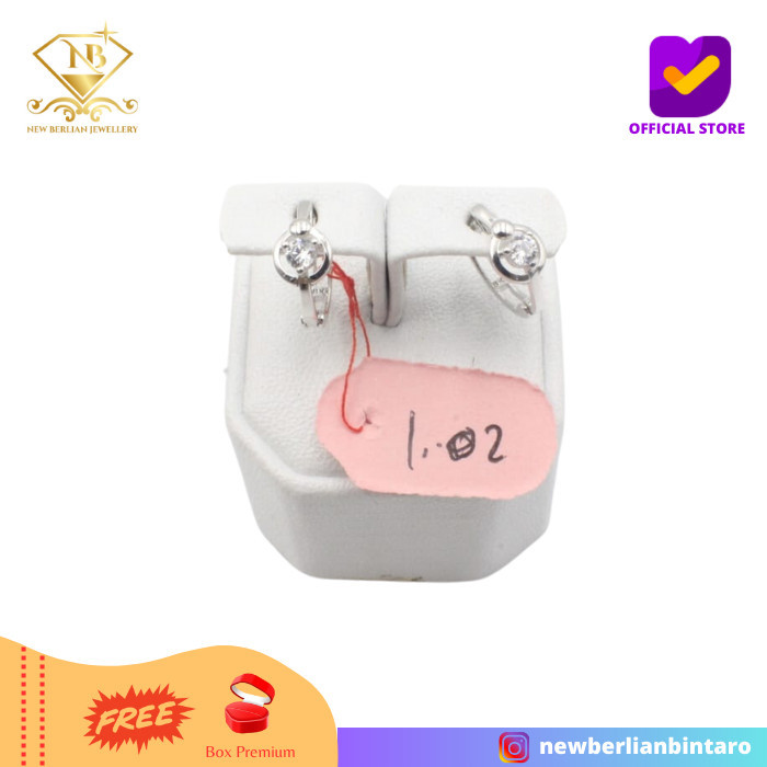 Ready AMM102- anting emas putih perhiasan emas asli wanita 8K 375