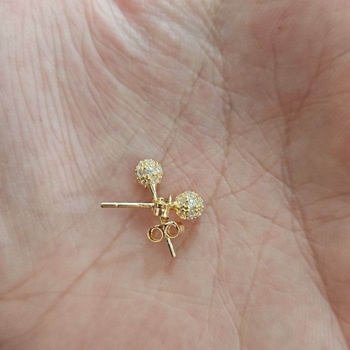 Ready giwang bola pentol permata putih emas asli 375 8k muda 1 gram 1gr