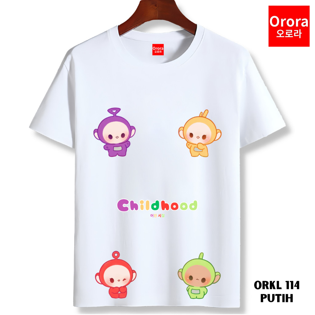 Orora Kaos Pria Wanita Distro Korea Childhood Cute Tele Tubbies V.2 - Baju Atasan Sablon High Qualit