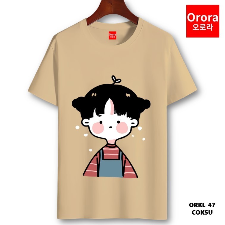Orora Kaos Wanita Korea Style  - Baju Atasan Sablon High Quality Pria Wanita Warna Hitam Putih Ukura