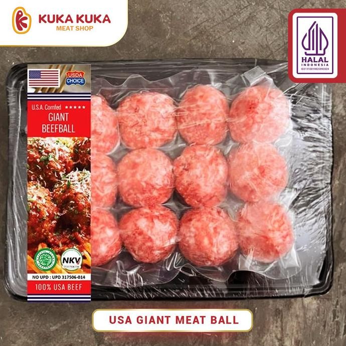 

Terbaru Usa Giant Meat Ball Premium Quality Halal / Bakso Sapi Giling Halal Isi 12Pcs