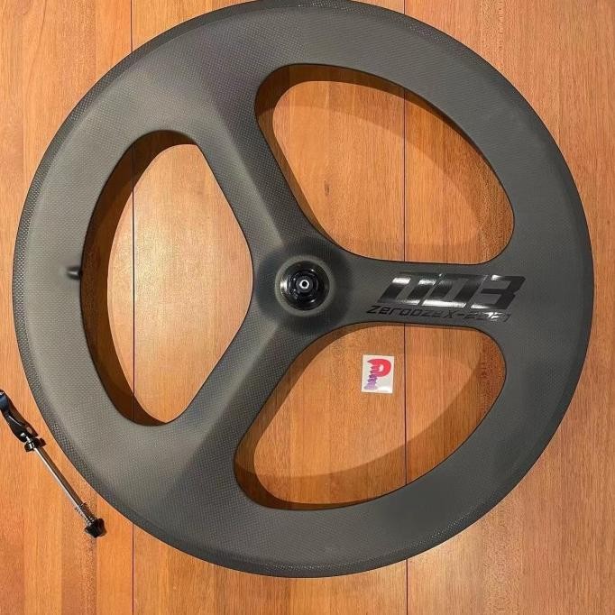 Wheel set sepeda rim velg 700c Road Bike fixie TRI SPOKE CARBON ZERO