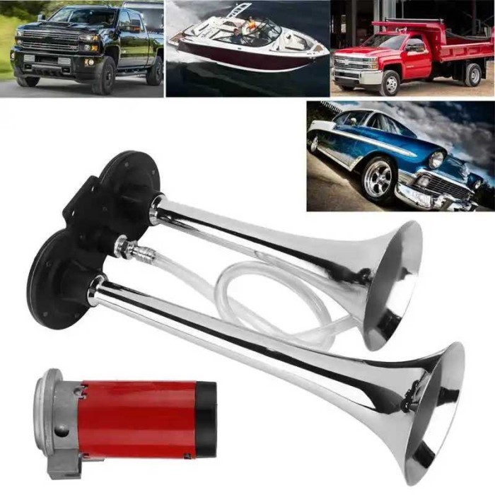 Cuci Gudang.. Klakson Trompet Mobil Dual Trompet Air Horn 150Db 12V - Ld201
