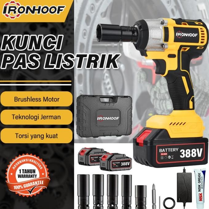 Sale Ironhoof Impact Wrench Brushless 420N.M Mesin Bor Baterai Impact Baterai 288V