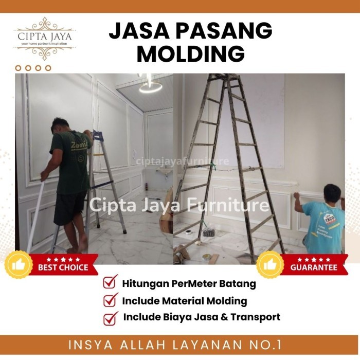 Jasa Pasang Wall Molding Moulding PVC Hiasan Dinding Permeter Jabodetabek 36 meter batang hingga 100