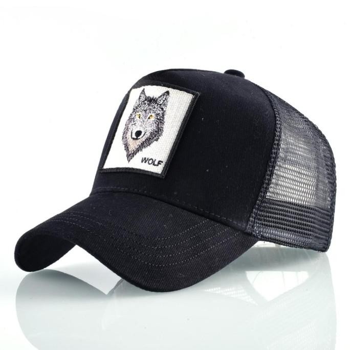 WOLF Topi Trucker Baseball Wolf Quick Drying Mesh Topi Golf Cap L82BJ