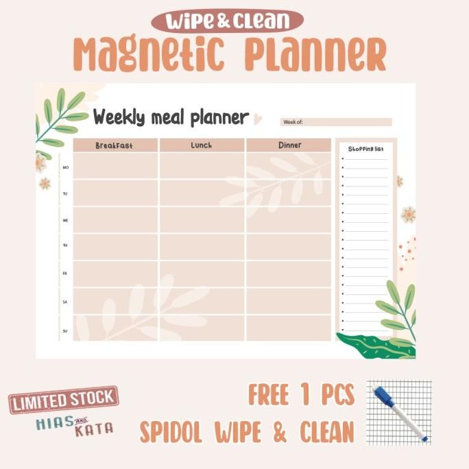 

magnetic meal planner magnet kulkas tempel weekly planner size 20x30 H85S