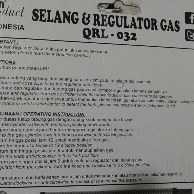 Selang gas regulator Quantum QRL-032 Selang regulator gas Quantum