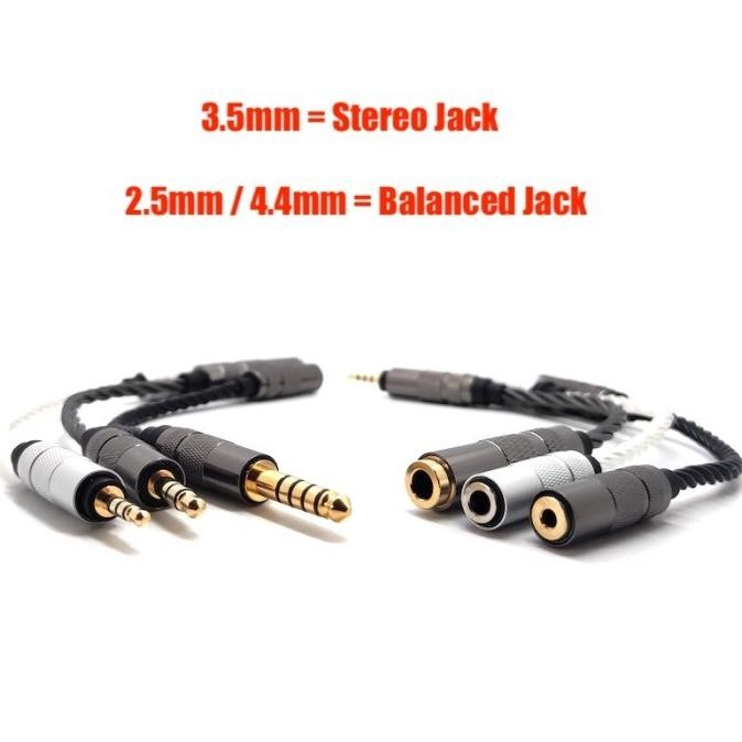 MALE TO FEMALE 3.5MM 2.5MM 4.4MM BALANCED JACK AUDIO ADAPTER CABLE