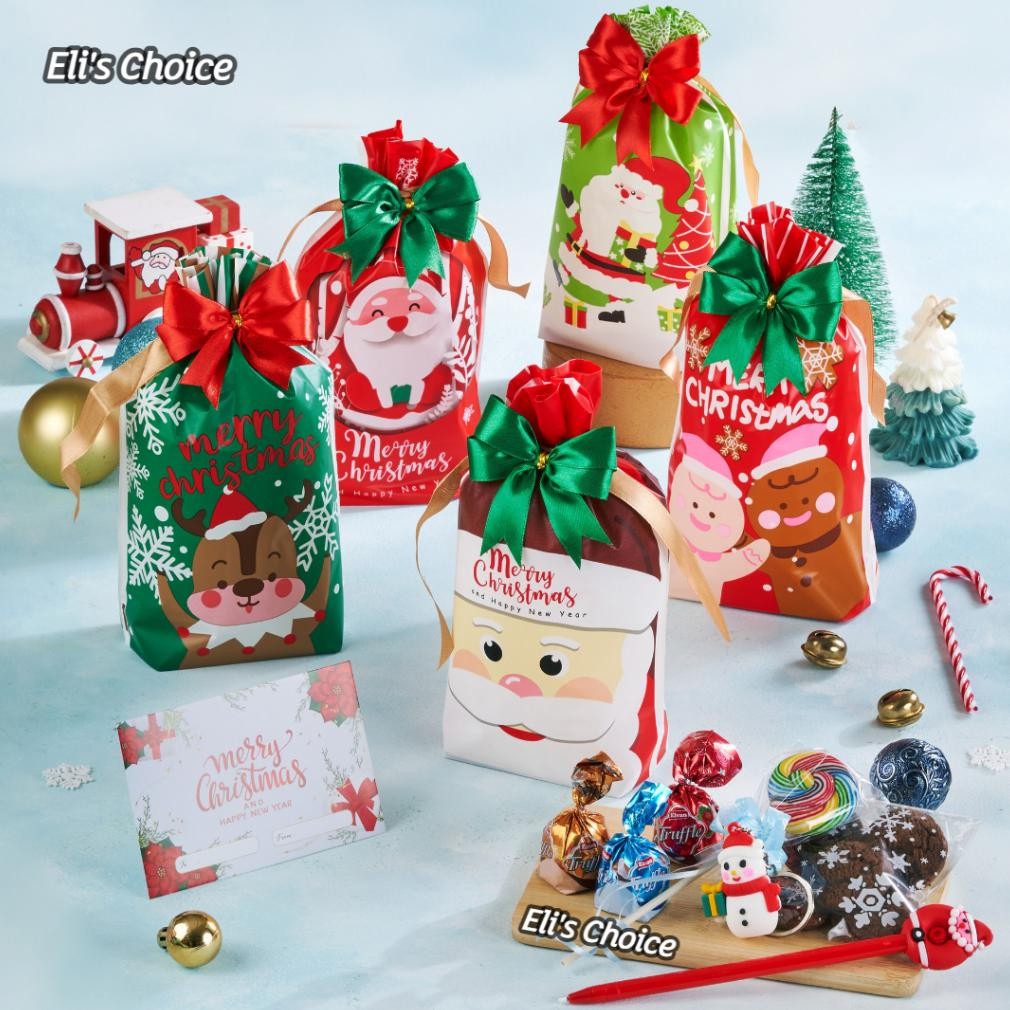 

Lm - Mini Bag Parcel Hampers Natal Christmas isi Cookies Chocochips, Cokelat, Permen, Gantungan Kunci dll