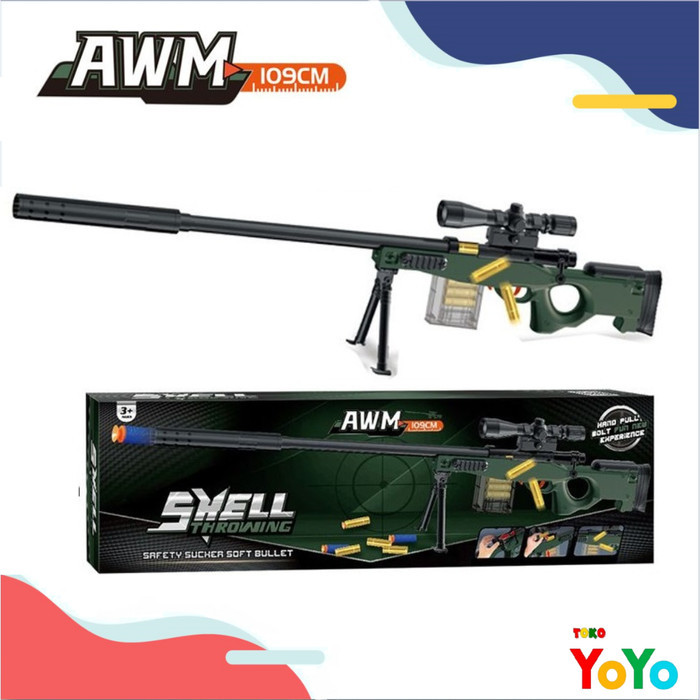 Mainan Pistol Anak Laki Laki Nerf Awm Sniper Peluru Gun Soft Bullet