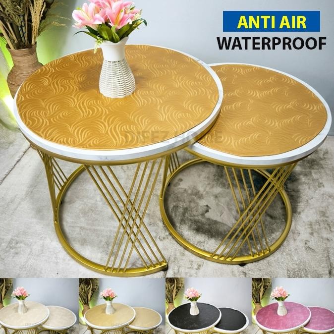 Taplak Meja Bulat Kecil Aesthetic Anti Air Ruang Tamu Bundar Mewah