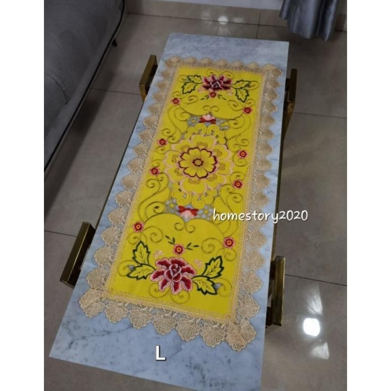 taplak meja tamu katun renda bordir