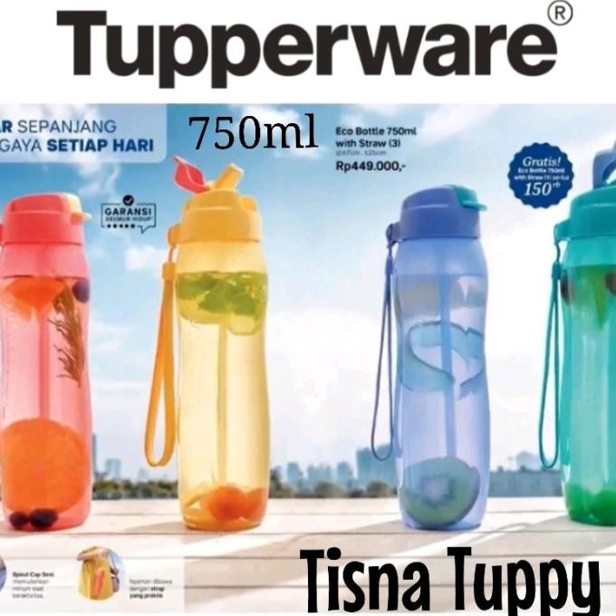 tupperware eco bottle 750ml straw