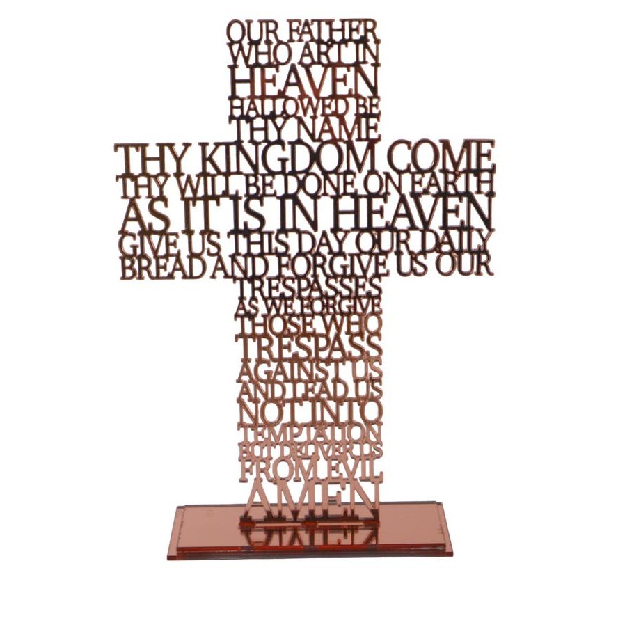 Salib Doa Bapa Kami Dalam Bahasa Inggris Akrilik Mirror Pajangan-Duduk
