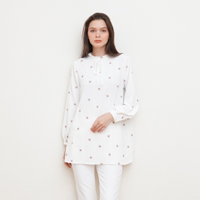 VALINO LADIES TUNIK LENGAN PANJANG PUTIH WANITA - D-CDGG13-N5 - 8 terbaru panjang