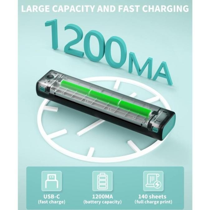 AIMO M08F Portable Thermal Printer A4 HVS Wireless Bluetooth Inkless Printer Tanpa Tinta [terbaik]