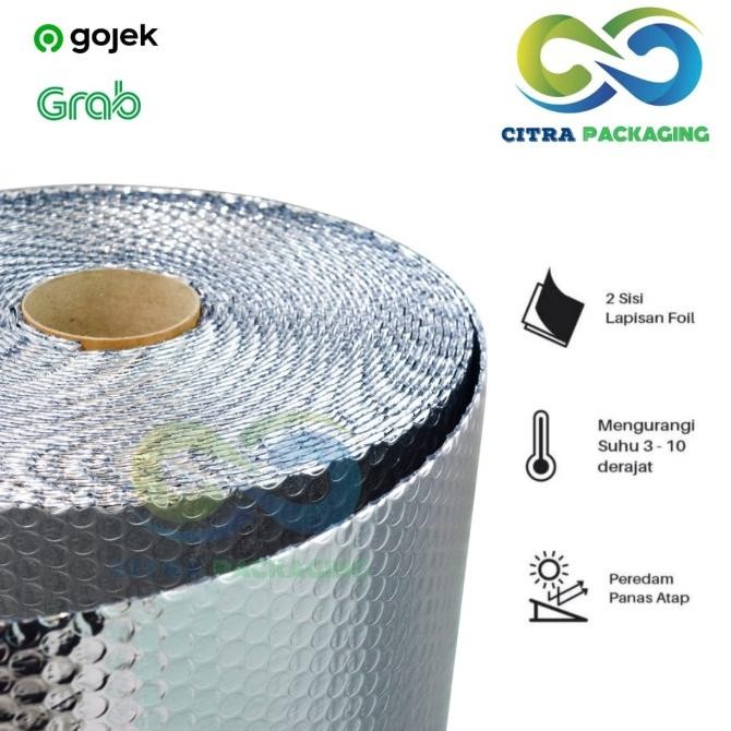 Terlaris Plastik Bubble Alumunium Foil Anti Panas Untuk Atap / Genteng Roll 25M