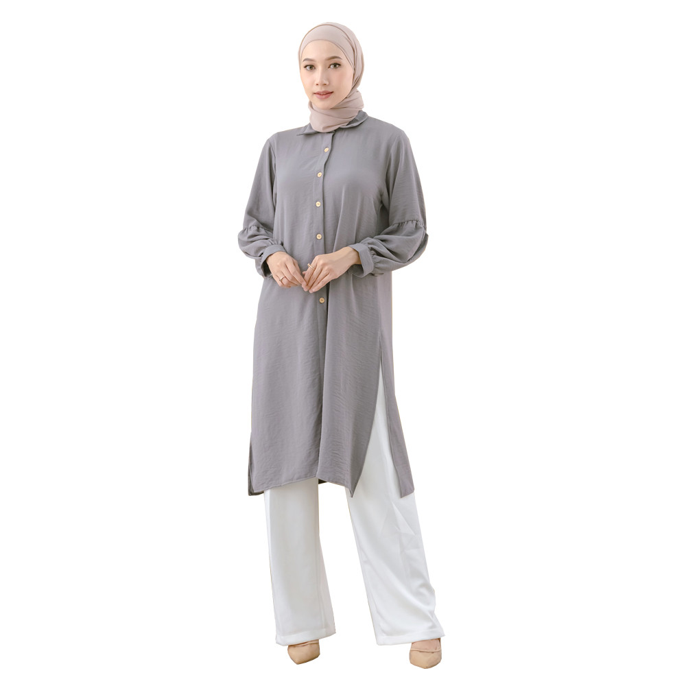 Baju Gamis Abaya Muslim MyOutfit - Baju Tunik Wanita Dewasa Bahan Katun Crinkle Lengan Balon MOT001