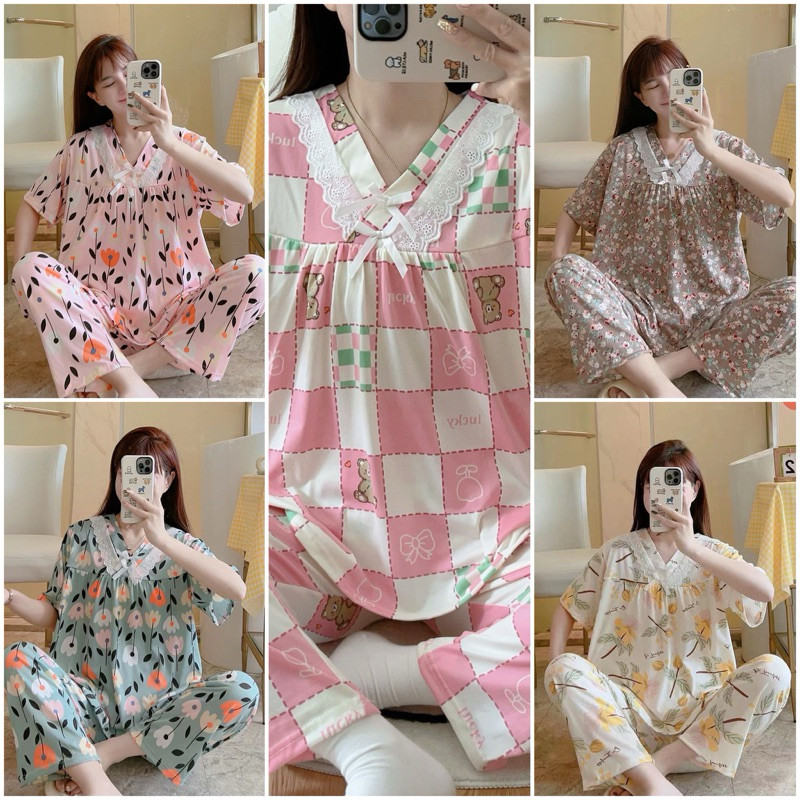 CUCI GUDANG  PROMO BAJU DASTER  SETELAN KAOS TEBEL IMPORT MURAH BAJU TIDUR DEWASA