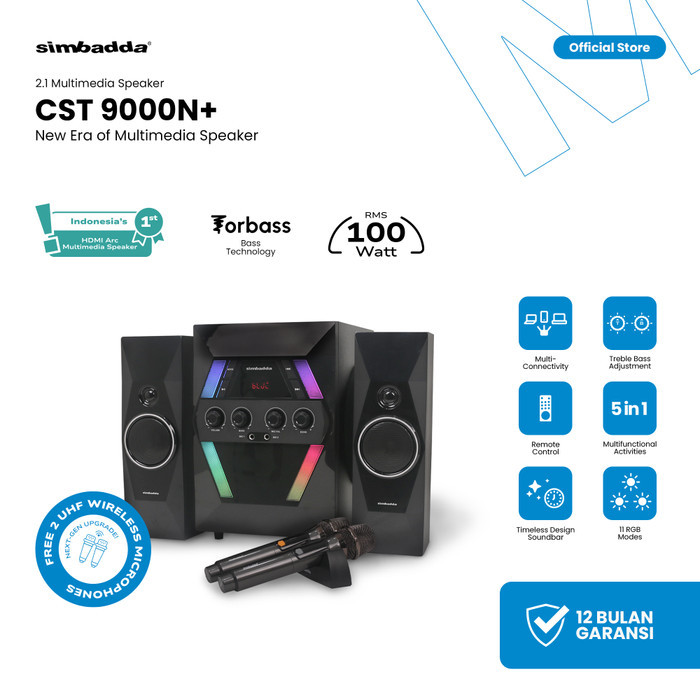 Speaker Bluetooth Simbadda CST 9000N+ Subwoofer Mega Bass Karaoke
