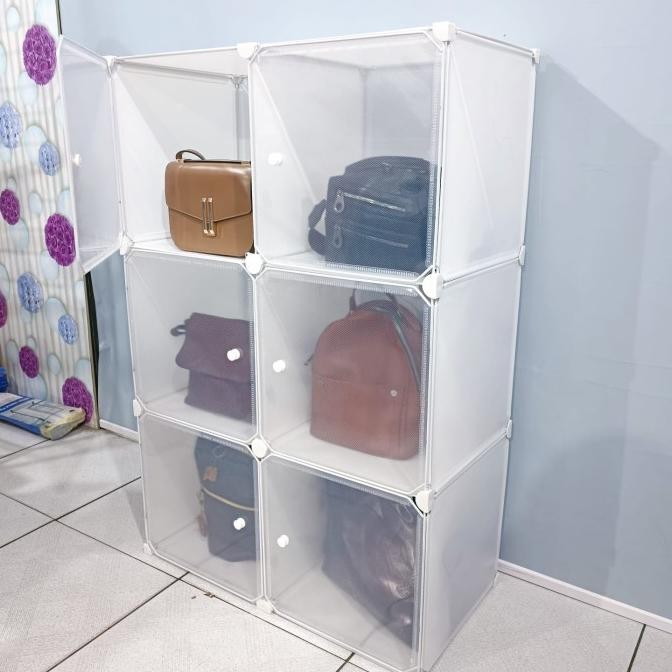 Terlaris Lemari Tas Plastik Rak Penyimpanan Tas Baju Serbaguna-Gisel